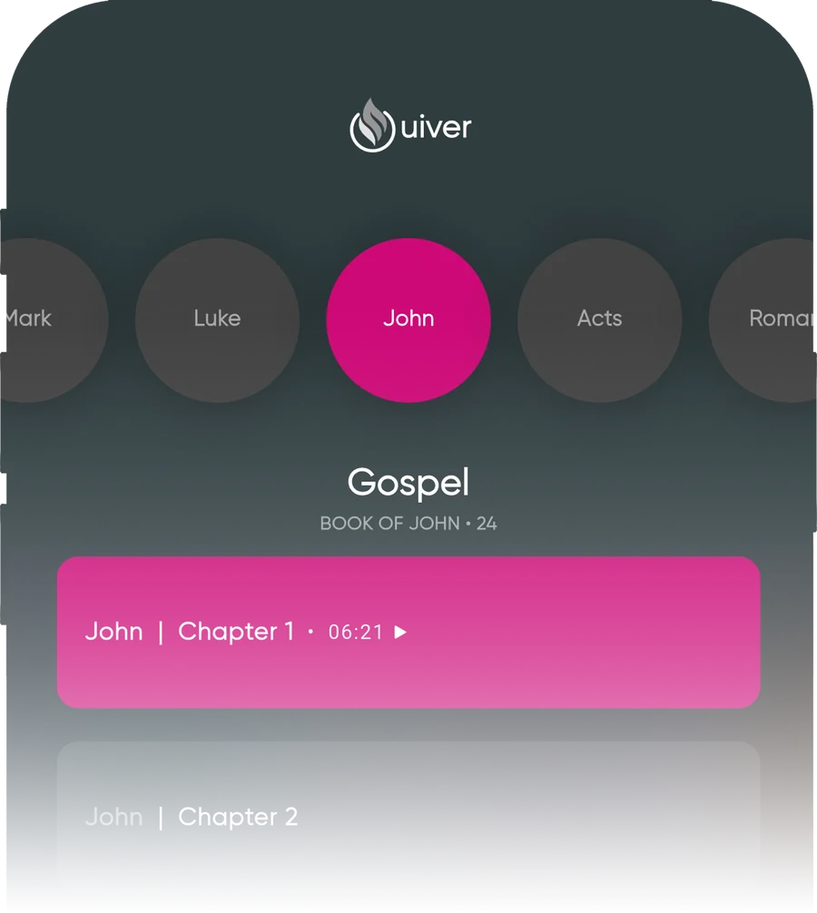 Quiver audio player showing the Gospel of John, Chapter 1